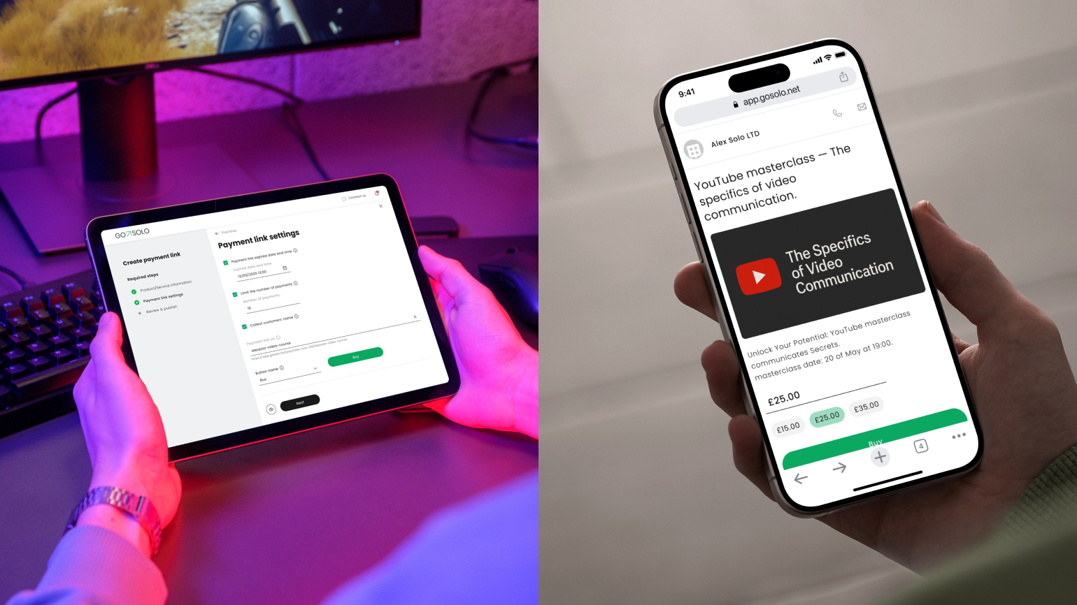 Payment links with open amount in GoSolo business accoint
