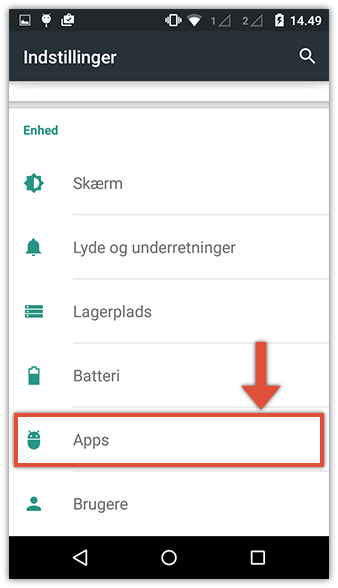 Enhedsindstillinger på Android