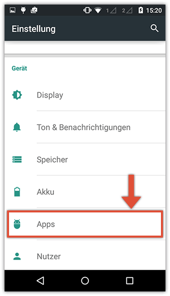 Zugriff auf Geräteeinstellungen zum Beenden der Android-App