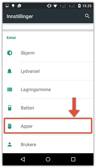 Enhetsinnstillinger på Android