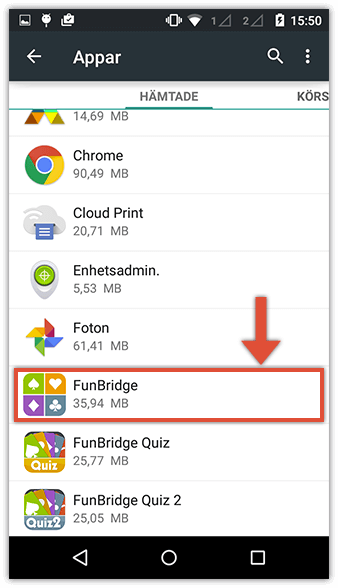Välja Funbridge i applistan