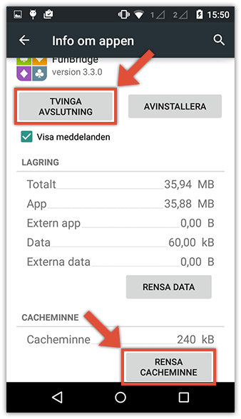 Kräv avstängning av appen