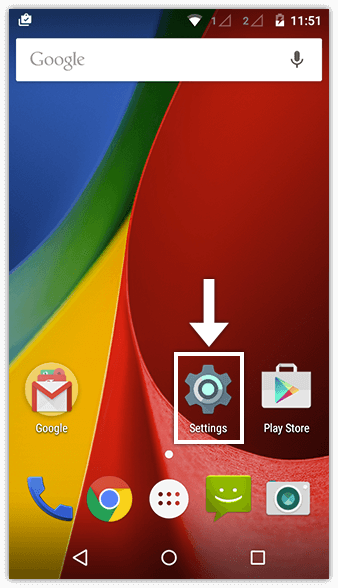Android device settings menu