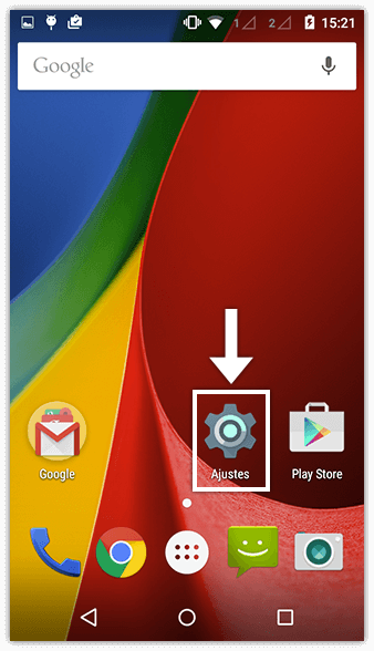 Menú de configuración del dispositivo Android
