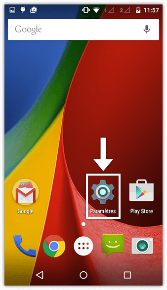 Écran des paramètres Android - étape 1