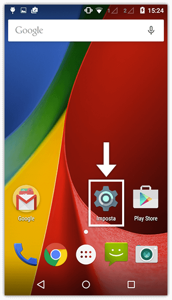Menu impostazioni dispositivo Android