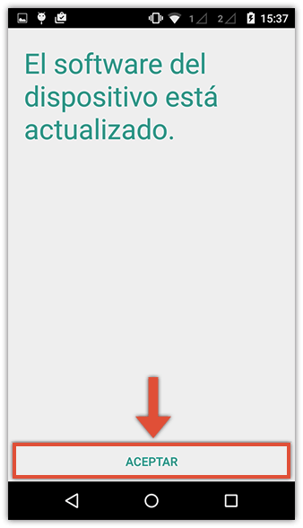 Sección Actualizaciones del sistema en configuración Android
