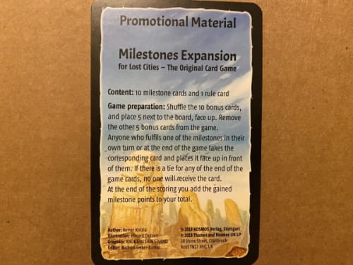 Lost Cities: Milestones