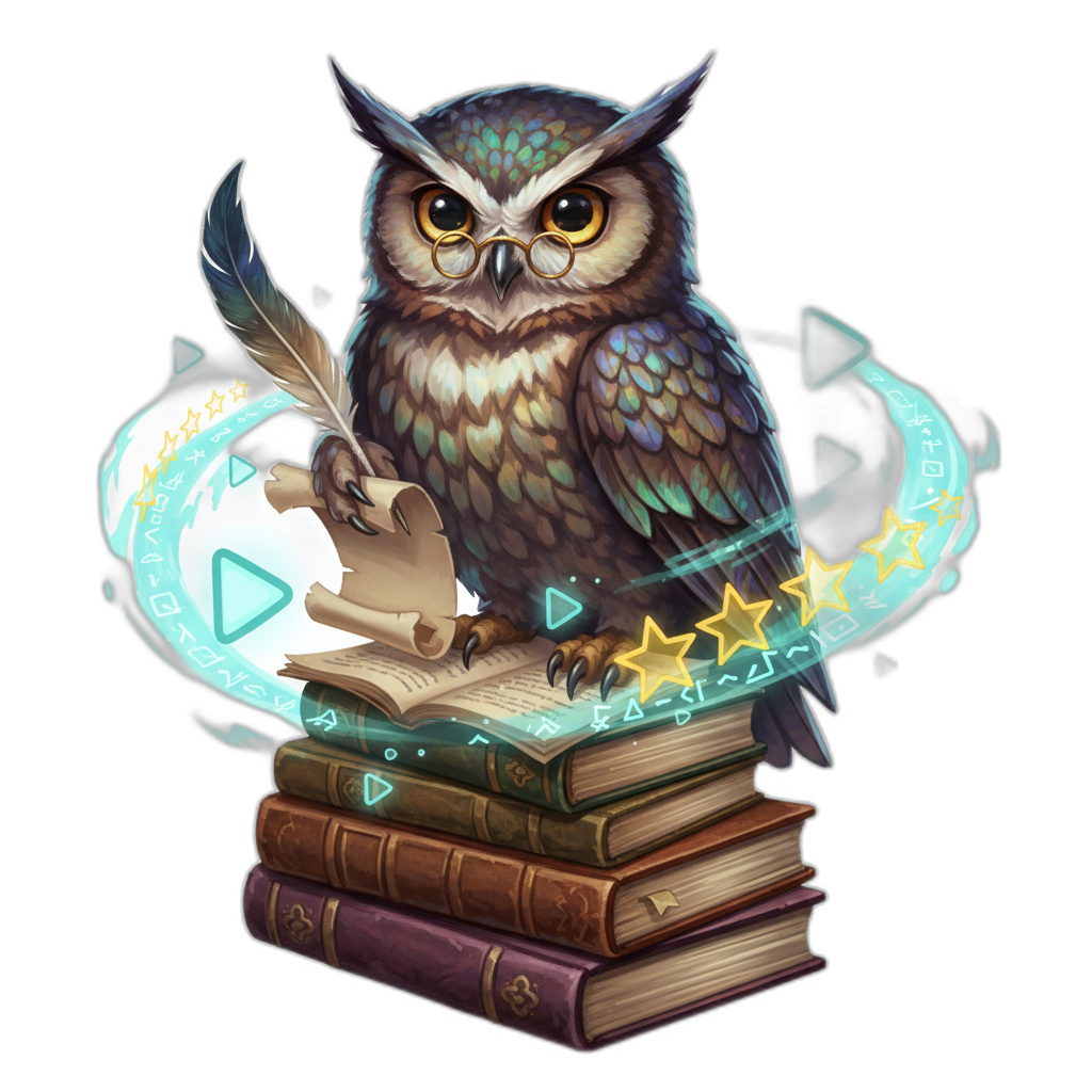 Wise owl scholar with knowledge of all games
