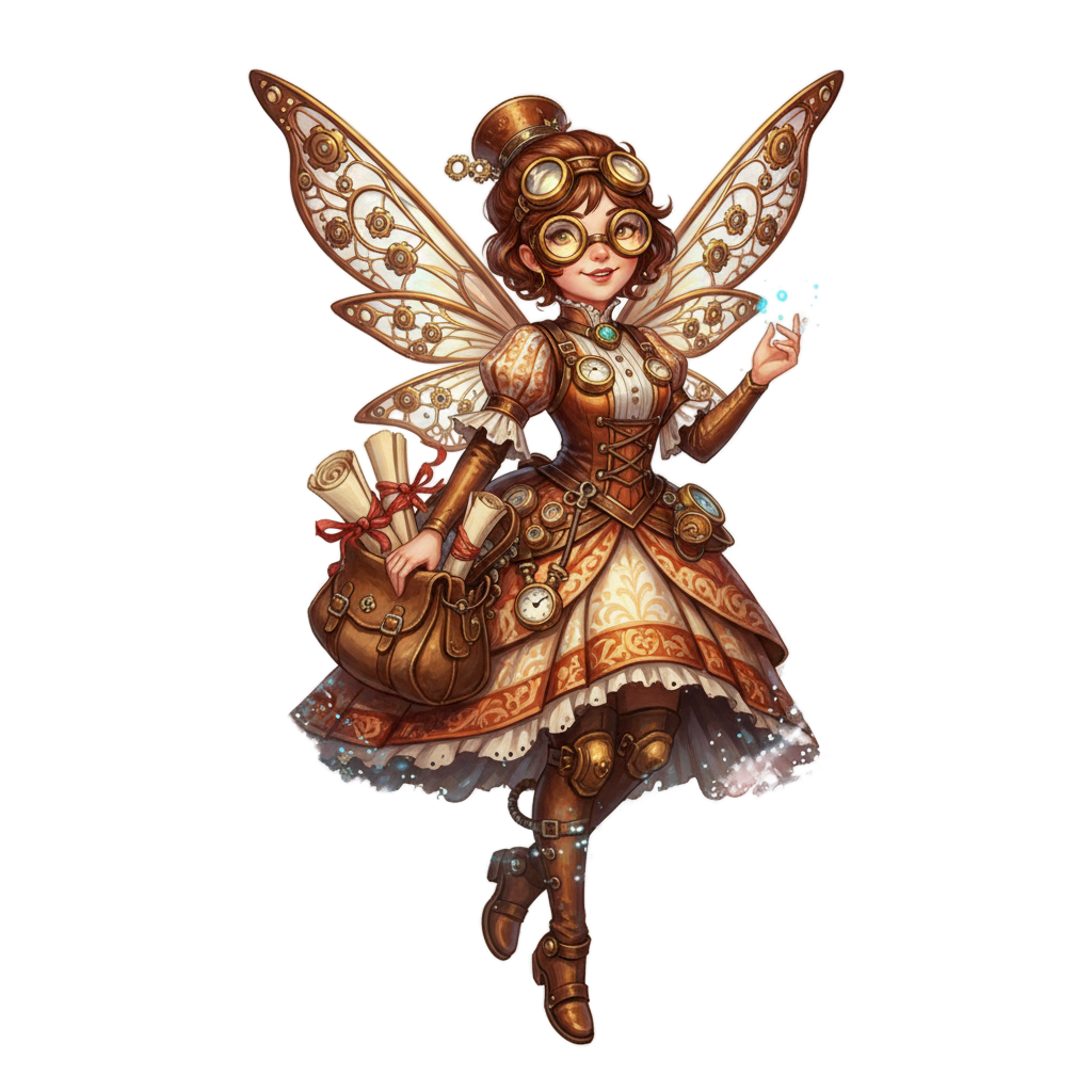 Steampunk fairy messenger keeping friends connected