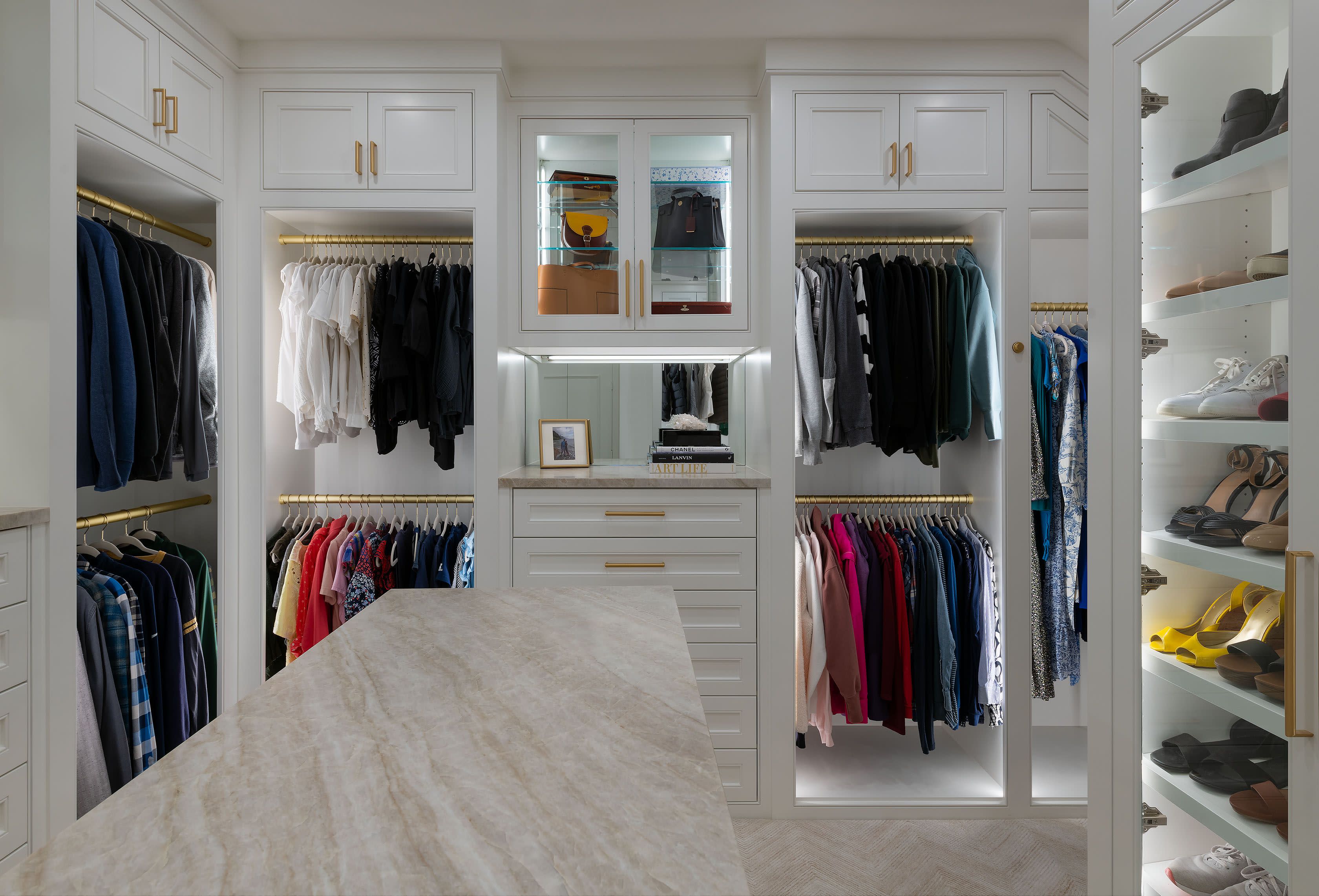 custom designed closet, his and her closet, dallas closet designer