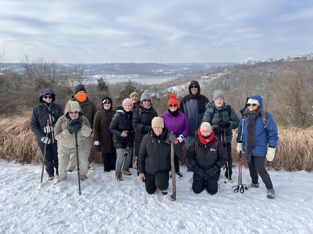 hikers at winter hike series at shawnee lookout