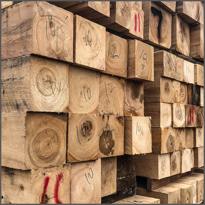Stacks of Cypress beams at the Phillips sawmill in Texas.