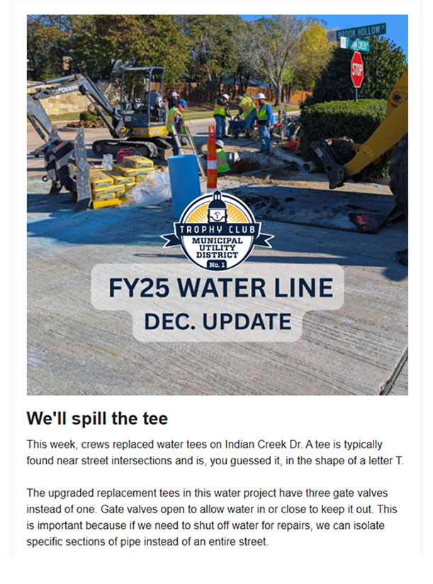 FY25 Water Line Project Update – December email