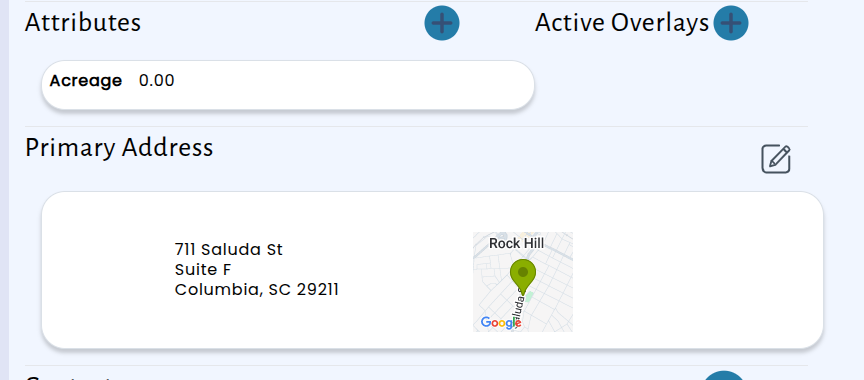 Address search popup on the parcel page