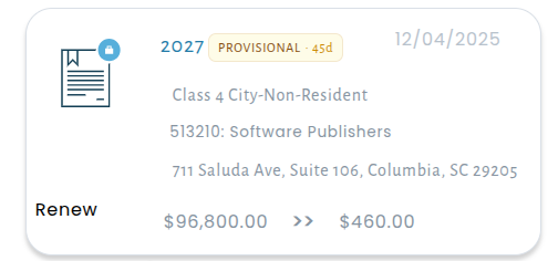 Provisional extension workflow showing date selection and reason entry