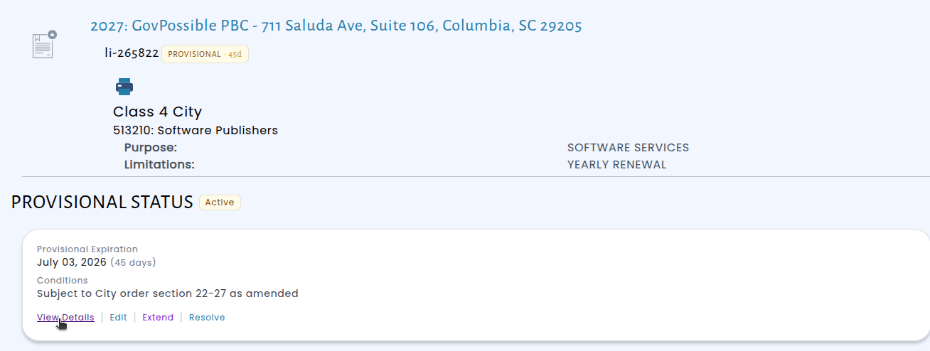 Weekly report section showing provisional license tracking and upcoming expirations
