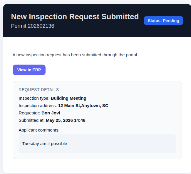 Staff notification email now showing applicant comments inline