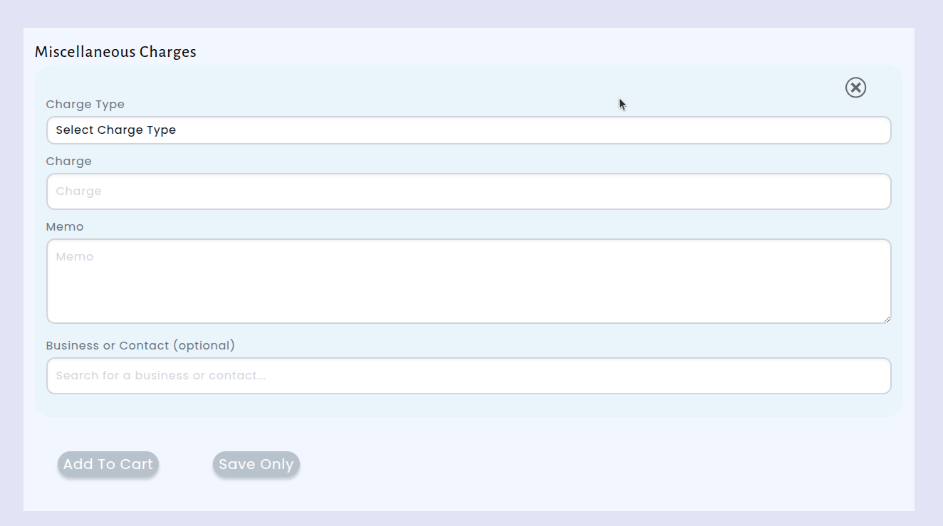 Setting up charge type input fields and calculation formulas