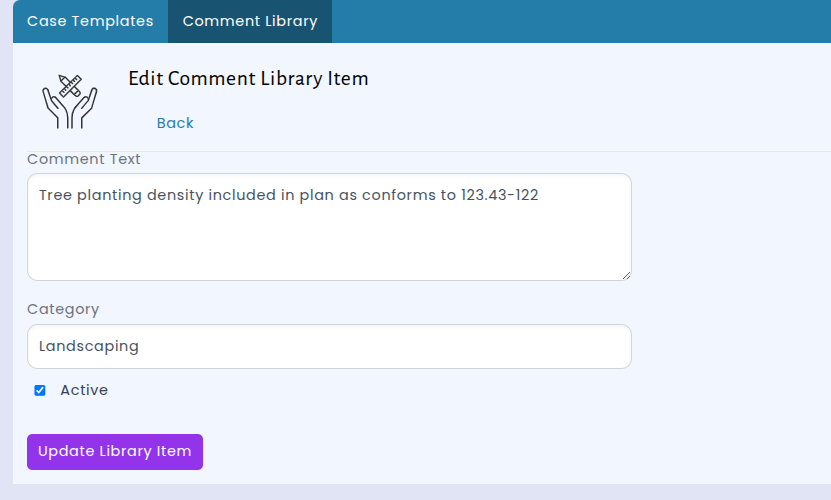 Planning case showing the new comments section with reviewer feedback organized by task