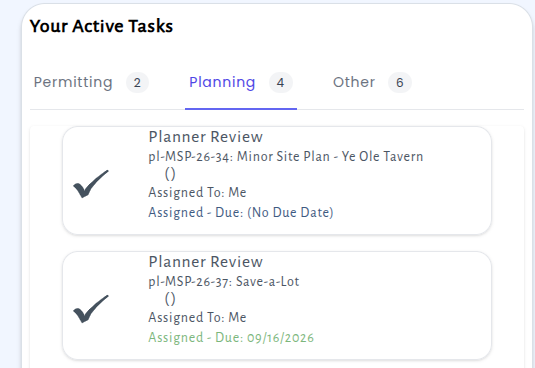 Welcome Screen task list showing pending tasks organized into separate labeled groups, one for each hat the user wears