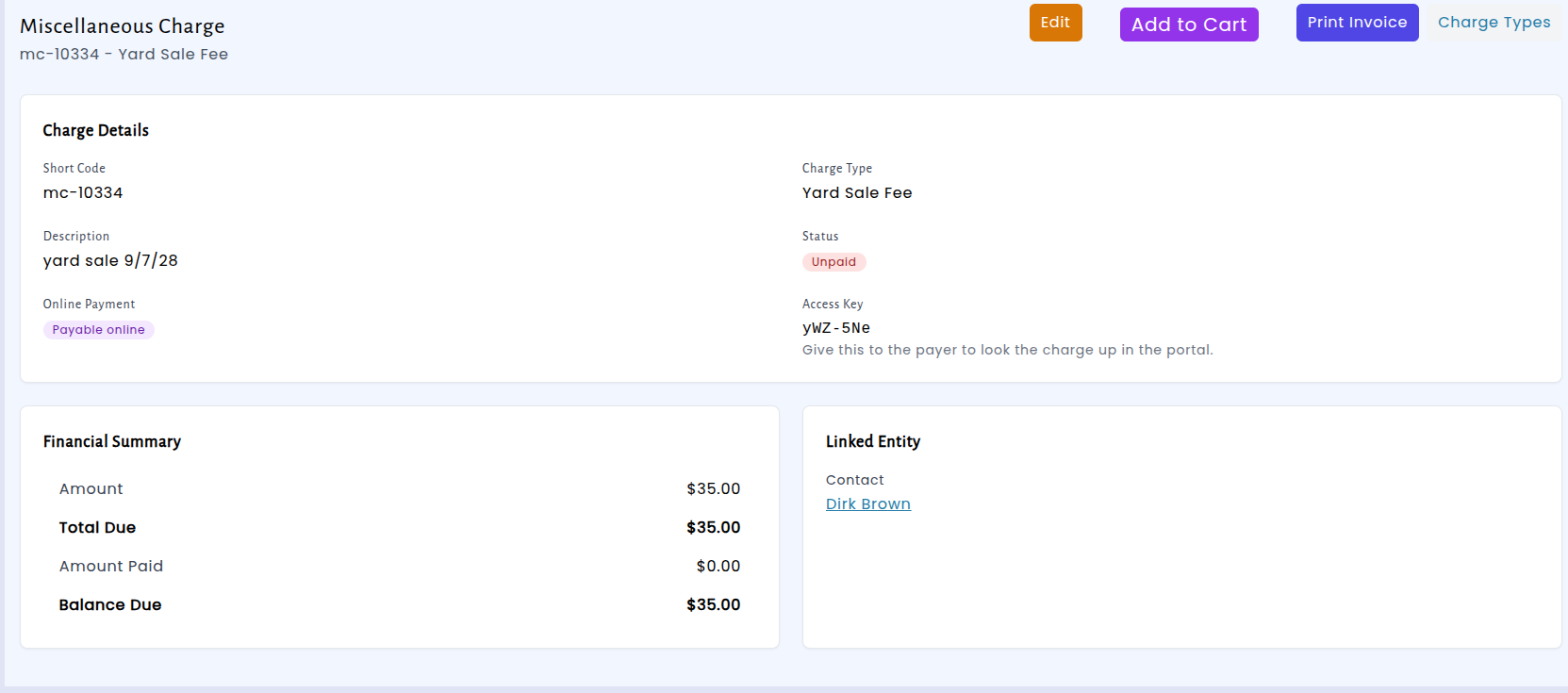 Shopping cart in the resident portal with a miscellaneous charge added and ready for checkout