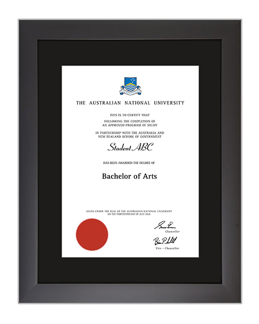 ANU certificate frame Modern Black