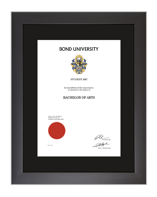 Bond University certificate frame Modern Black