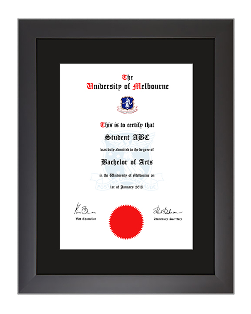 UniMelb certificate frame Modern Black