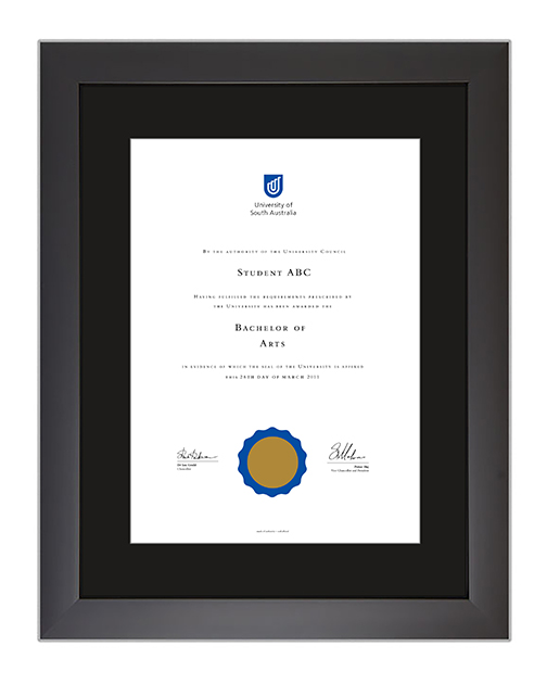 UniSA certificate frame Modern Black