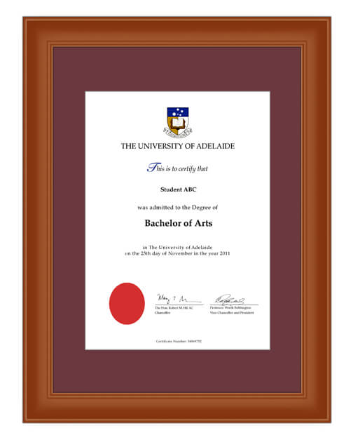 Degree certificate frame