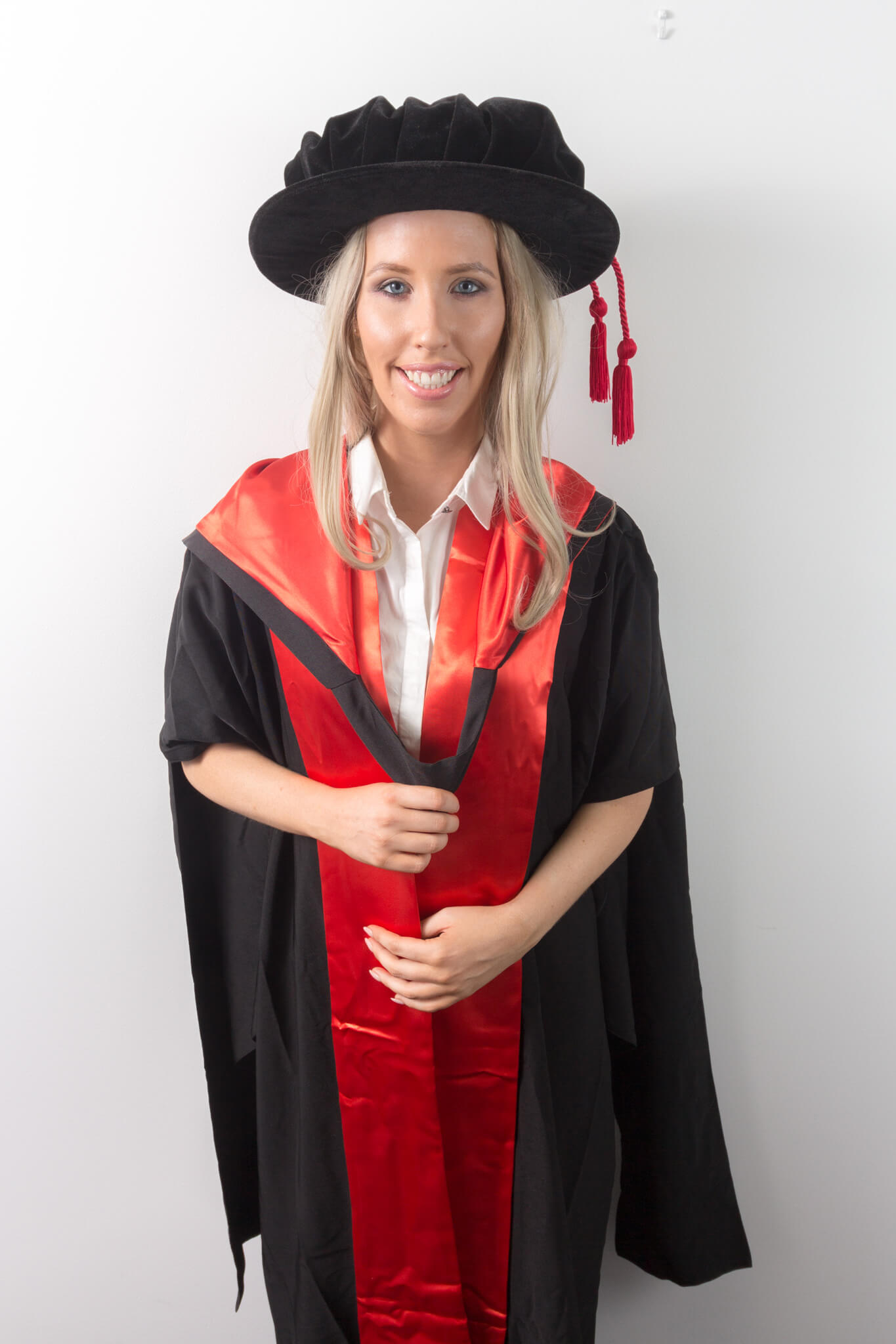 Queensland University of Technology PhD graduation gown set Front view