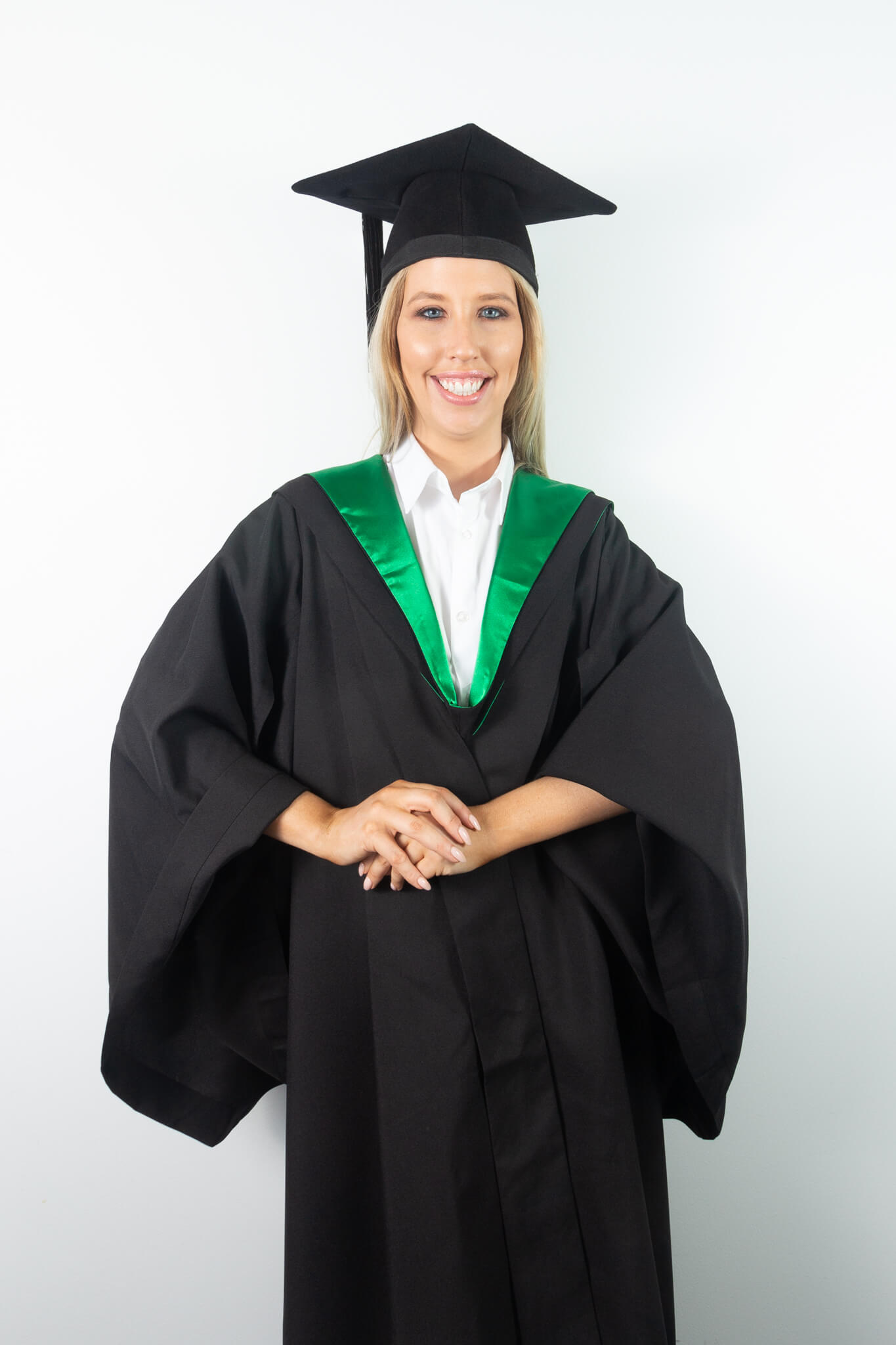 UniMelb Master of Education graduation gown set Front view