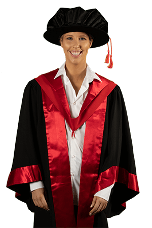 Melbourne University PhD graduation gown set - Front view