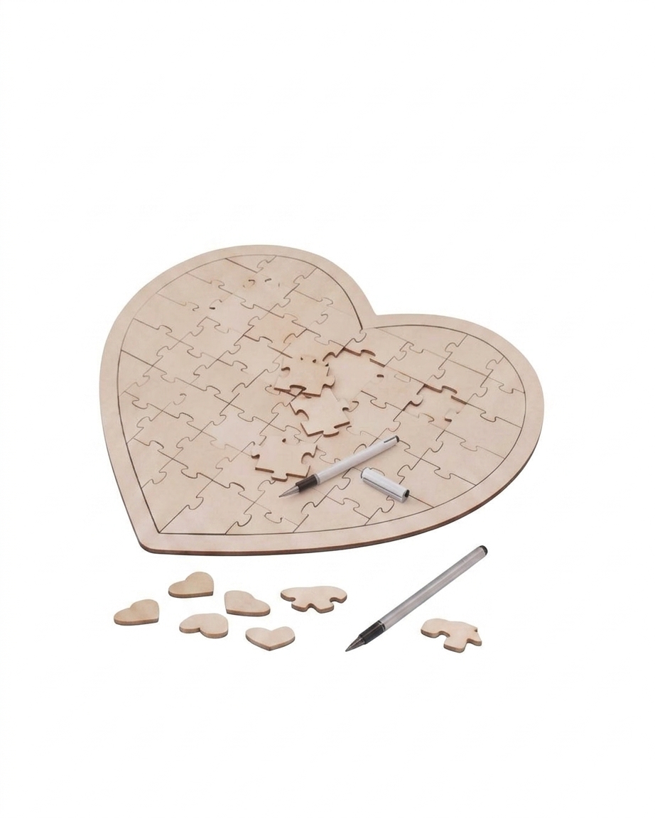 Libro de Visitas Interactivo – Rompecabezas de Madera en Forma de Corazón