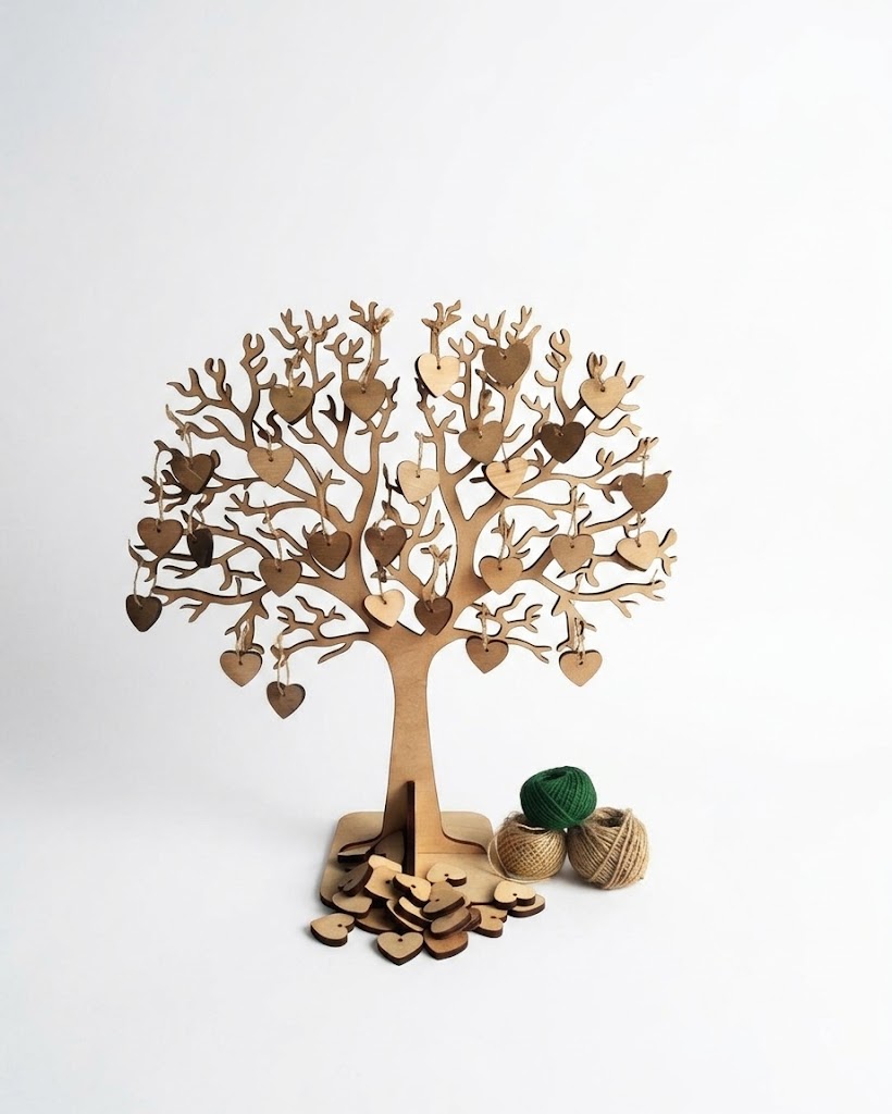 Árbol de Firmas Interactivo en Fibrofácil – Recuerdo Elegante y Natural