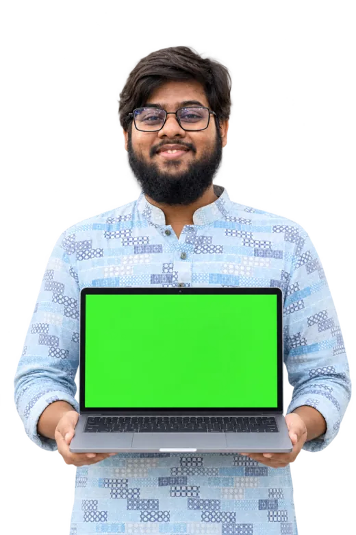 প্রশিক্ষক ল্যাপটপ হাতে