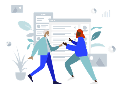 Cartoon depiction of two people in a meeting