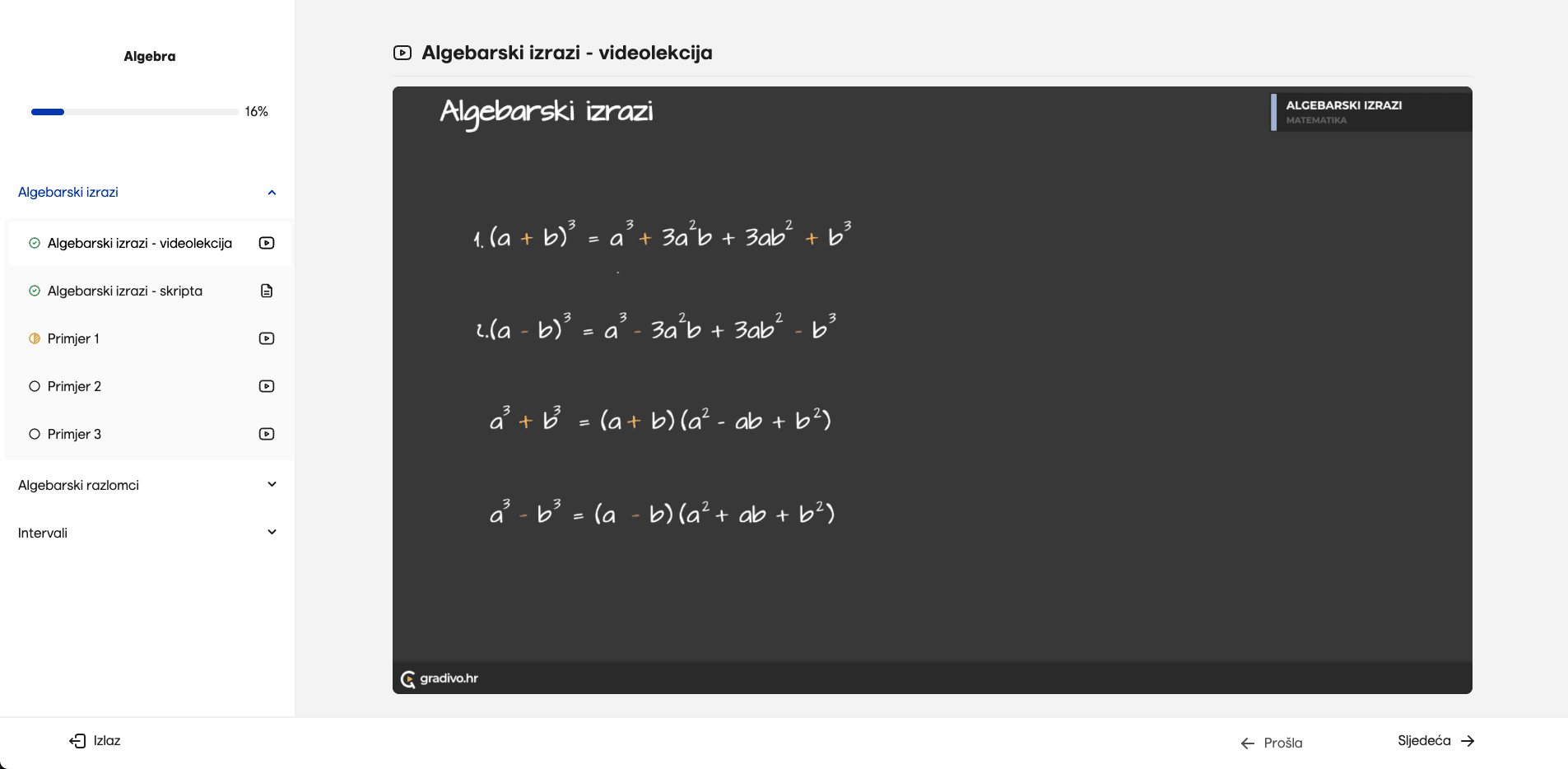 Algebarski izrazi screenshot