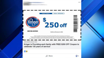 No, Kroger is not giving away $250 coupons