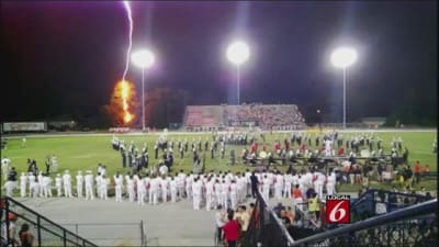 Lightning strike at Florida football field caught on camera