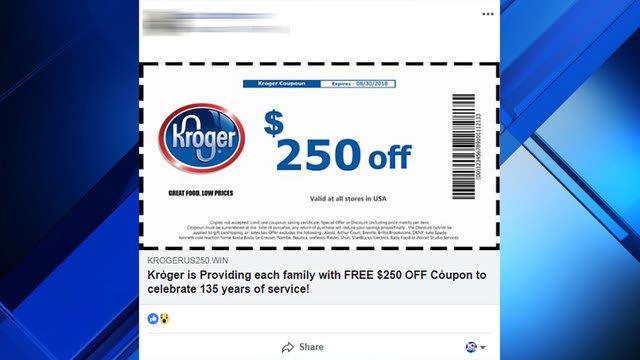 No, Kroger is not giving away $250 coupons