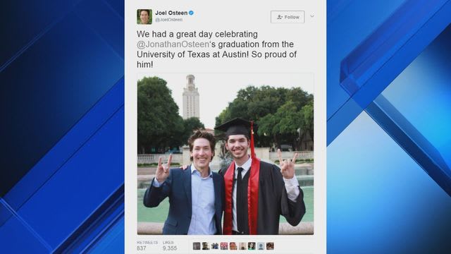 Pastor Joel Osteen S Hook Em Sign At Son S Ut Graduation Draws Criticism