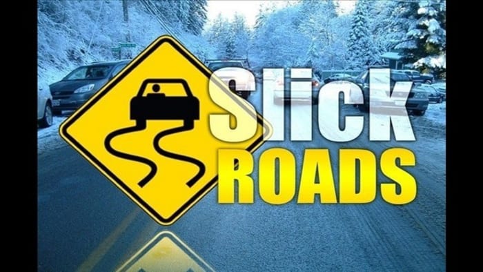 Spring Snow And Sleet Causes Slick Roads