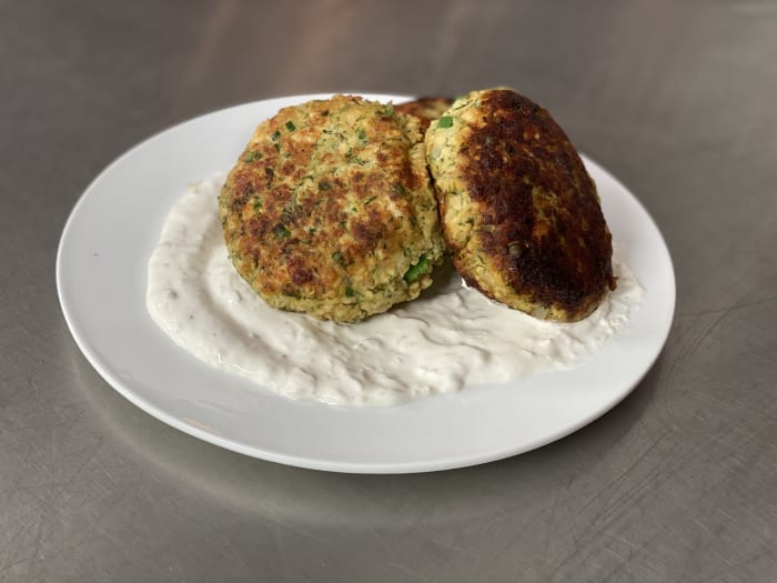 Salmon Patties with Horseradish Cream
