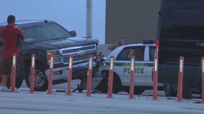 Car Slams Into Police Cruiser That Had Just Pulled Over Wrong Way Driver On I 95 5849