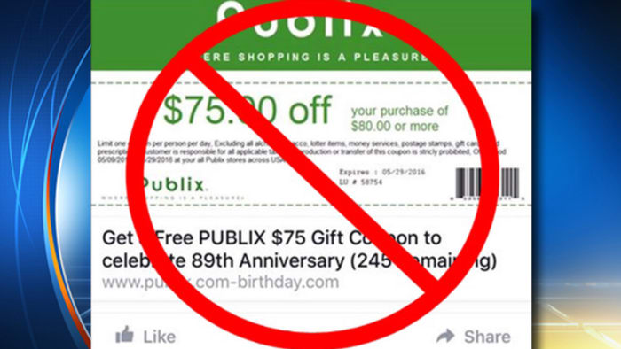 Fake $75 off Publix coupon floats around social media