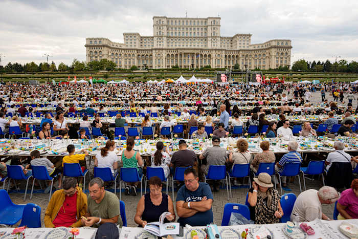 Romania sets Guinness record with miles-long table, raises funds for pediatric psychiatry hospital