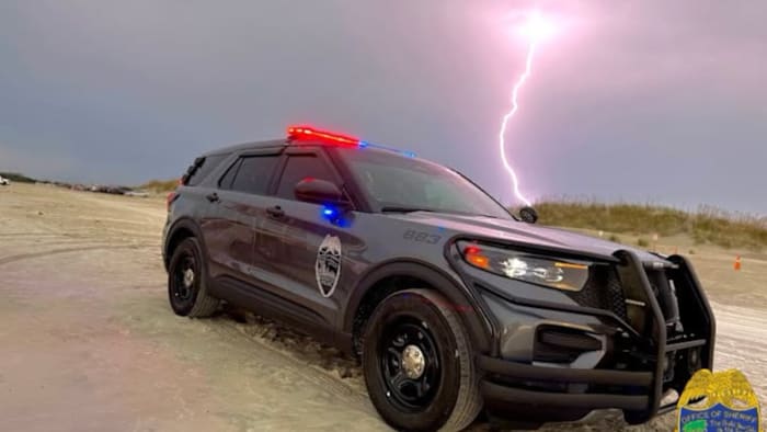 JSO officers capture lightning near Huguenot Park as storm approaches
