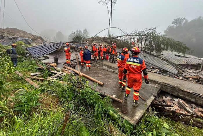 Mudslide kills 2 and leaves 10 missing in China after heavy rain from tropical storm Saudel